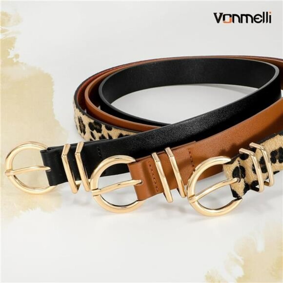 Womens leather belt pack fashion gold buckle waist belt for jeans pants dresses main image 4